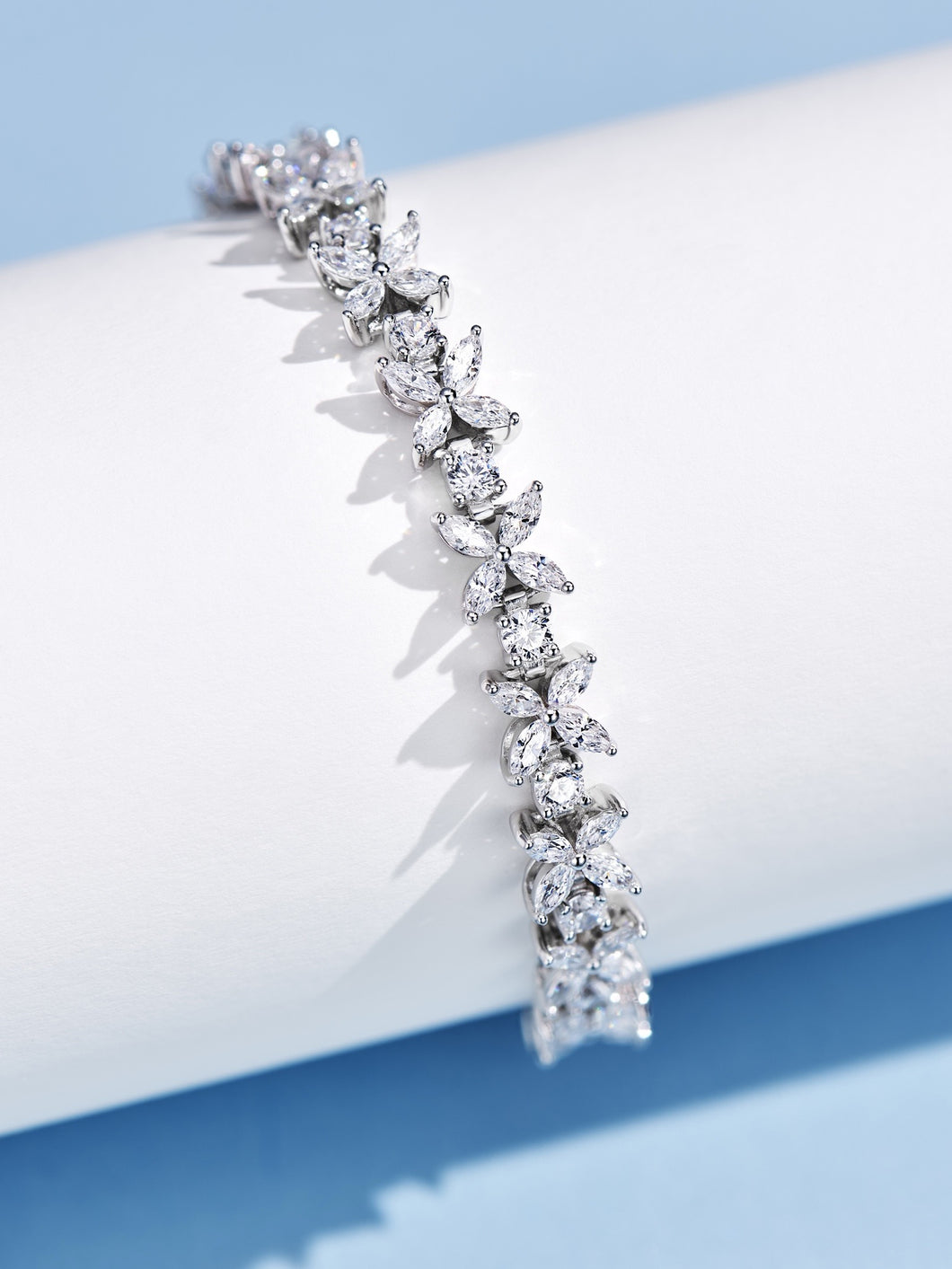 Radiant Garland: Natural Zircon Marquise-Cut Gold-Plated Silver Bracelet