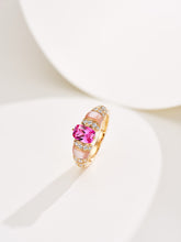 Lade das Bild in den Galerie-Viewer, Blush Brilliance: Lab-Created Pink Diamond with Mother-of-Pearl Inlay in Gold-Plated Silver Ring
