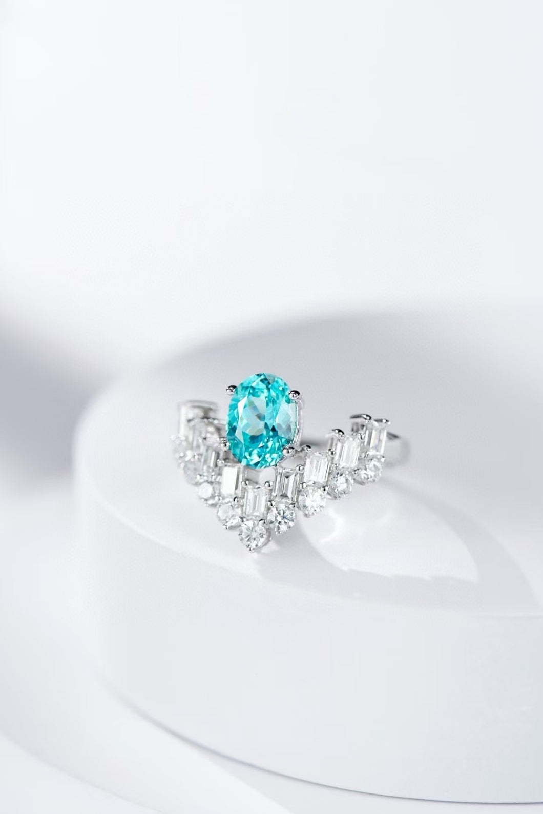 Exquisite Neon Blue Paraiba Ring with GRC Certification