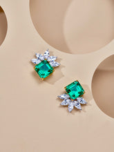 Cargar imagen en el visor de la galería, Verdant Gleam: GRC-Certified VVG Musou Green Lab-Created Emerald Gold-Plated Earrings
