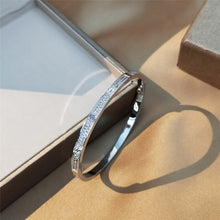 Load image into Gallery viewer, Eternal Embrace Silver Plated Bangle with Cubic Zirconia Accent
