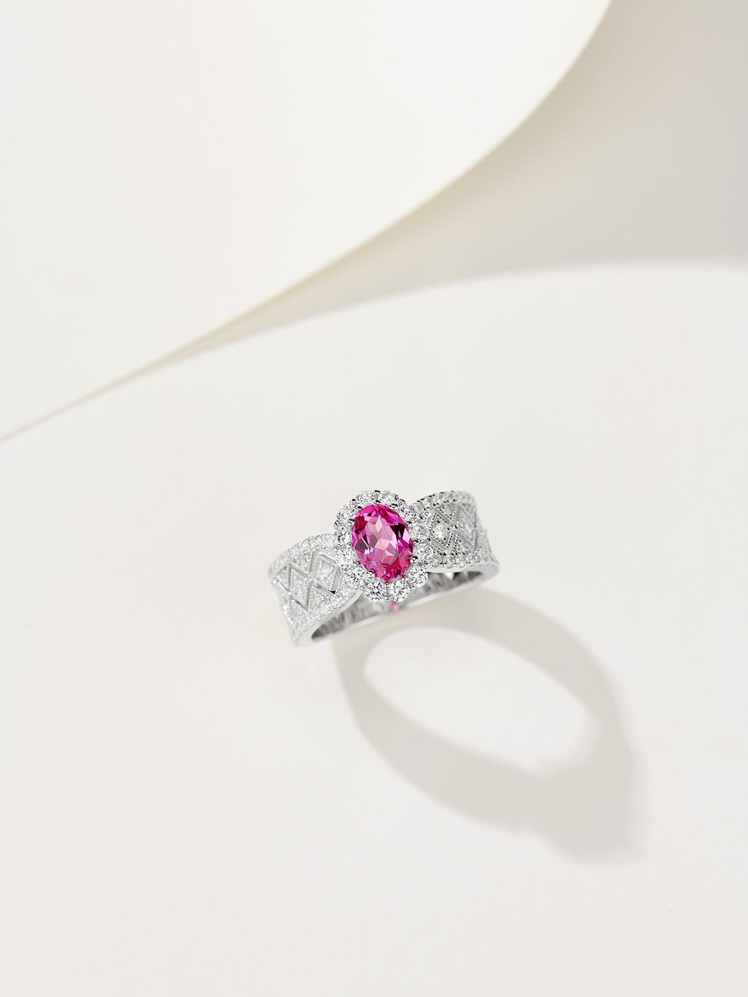 Elegant Silver White Gold Plated Lab-Created Ruby Ring with Natural Zirconia - Perfect for Engagement or Anniversary