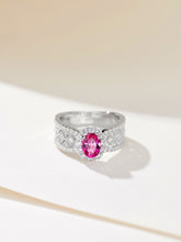 Lade das Bild in den Galerie-Viewer, Elegant Silver White Gold Plated Lab-Created Ruby Ring with Natural Zirconia - Perfect for Engagement or Anniversary

