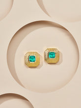 Load image into Gallery viewer, Handcrafted 0.3 CT Colombia Emerald Stud Earrings | Sophisticated Gift for Her
