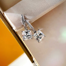 Load image into Gallery viewer, Square Splendor: Natural Zircon Drop Earrings in Gold-Plated Silver
