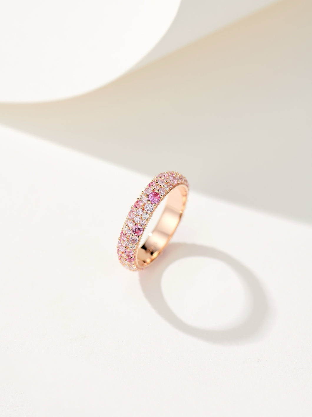 Blush Harmony: Natural Zircon Gemstone Encrusted Gold-Plated Silver Ring