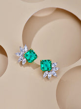 Load image into Gallery viewer, Verdant Gleam: GRC-Certified VVG Musou Green Lab-Created Emerald Gold-Plated Earrings
