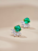 Cargar imagen en el visor de la galería, Verdant Gleam: GRC-Certified VVG Musou Green Lab-Created Emerald Gold-Plated Earrings
