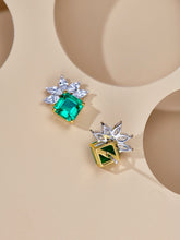 Load image into Gallery viewer, Verdant Gleam: GRC-Certified VVG Musou Green Lab-Created Emerald Gold-Plated Earrings
