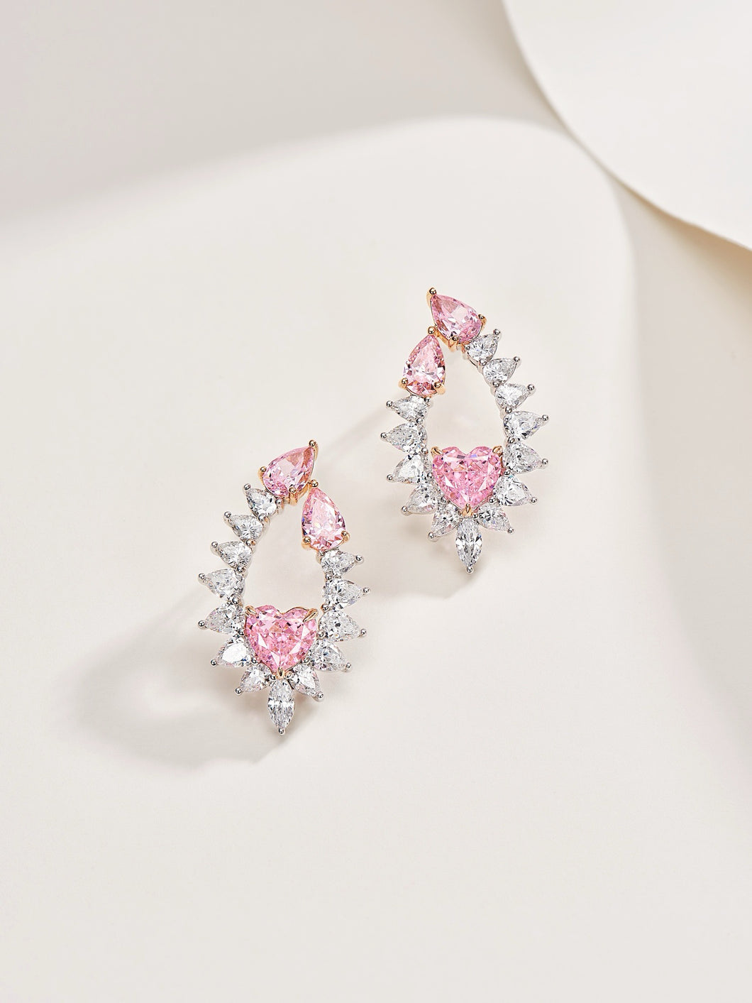 Heart's Radiance: Heart-Shaped Natural Zircon Gold-Plated Silver Earrings