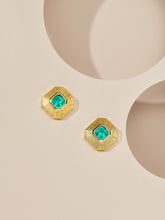 Load image into Gallery viewer, Handcrafted 0.3 CT Colombia Emerald Stud Earrings | Sophisticated Gift for Her
