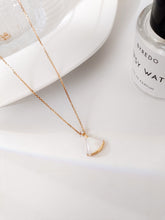 Load image into Gallery viewer, Silver with Rose Gold Plated Fan-Shaped Gemstone Pendant Necklace
