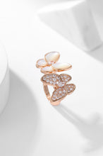 Lade das Bild in den Galerie-Viewer, Enchanted Garden Collection: Mother-of-Pearl Butterfly &amp; Flower Rings with Silver Rose Gold Plating and Natural Zircon
