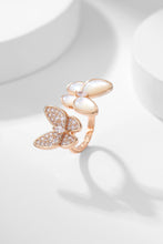 Charger l&#39;image dans la galerie, Enchanted Garden Collection: Mother-of-Pearl Butterfly &amp; Flower Rings with Silver Rose Gold Plating and Natural Zircon
