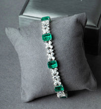 Load image into Gallery viewer, Lab-Grown Emerald Bracelet with Zircon Sparkle

