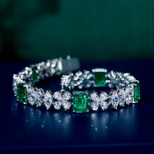 Load image into Gallery viewer, Lab-Grown Emerald Bracelet with Zircon Sparkle
