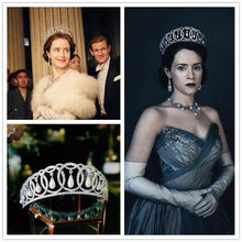 Lade das Bild in den Galerie-Viewer, Luxurious Royal Family Tiara - Inspired by Queen Elizabeth Crown, Pearl &amp; Zircon, 24K White Gold Plated
